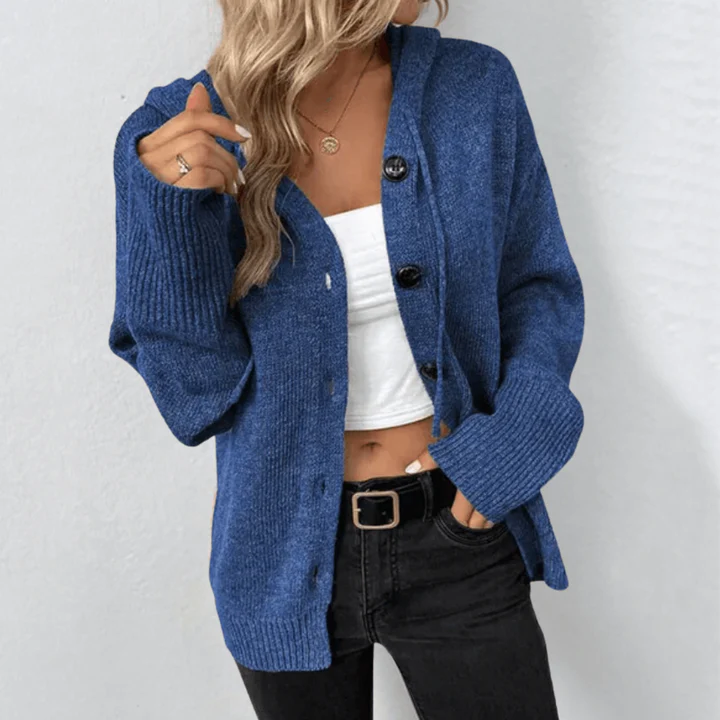 Cardigan Femme En Laine Tricotée Coupe Décontractée Avec Boutons Sur Le Devant Poignets Et Ourlet Côtetés Nordisk Flair