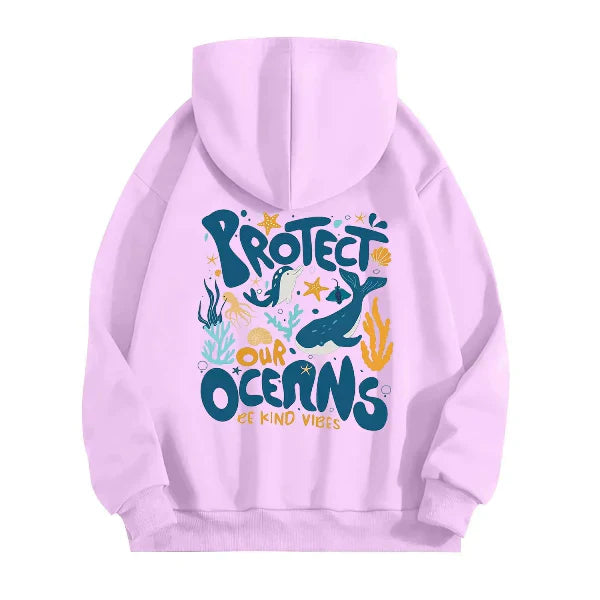 Sweat À Capuche Femme Oversize Effet Coton Graphique Marin Imprimé Dos Confort Décontracté