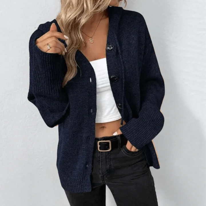 Cardigan Femme En Laine Tricotée Coupe Décontractée Avec Boutons Sur Le Devant Poignets Et Ourlet Côtetés Nordisk Flair