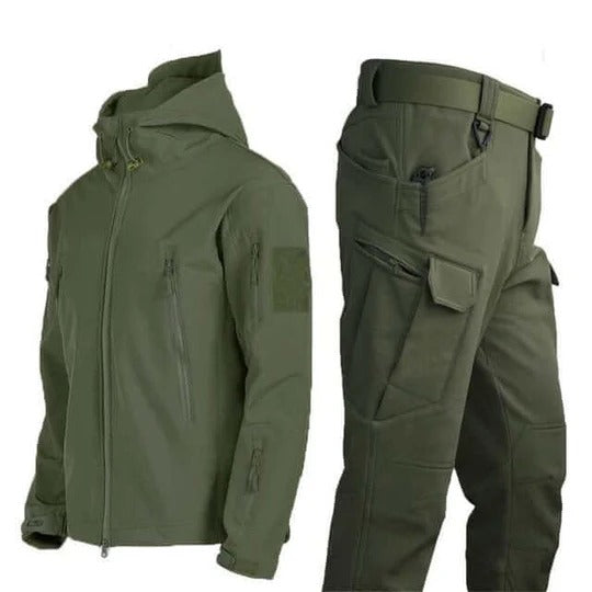 Ensemble Extérieur Homme Deux Pièces Veste À Capuche Zippée Pantalon Cargo Résistant Aux Intempéries Technique