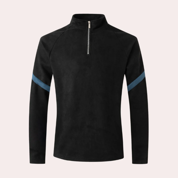 Amawinc Pull Homme Bleu Marine En Laine Mélangée Col Montant Zippé Manches Raglan Coupe Décontractée