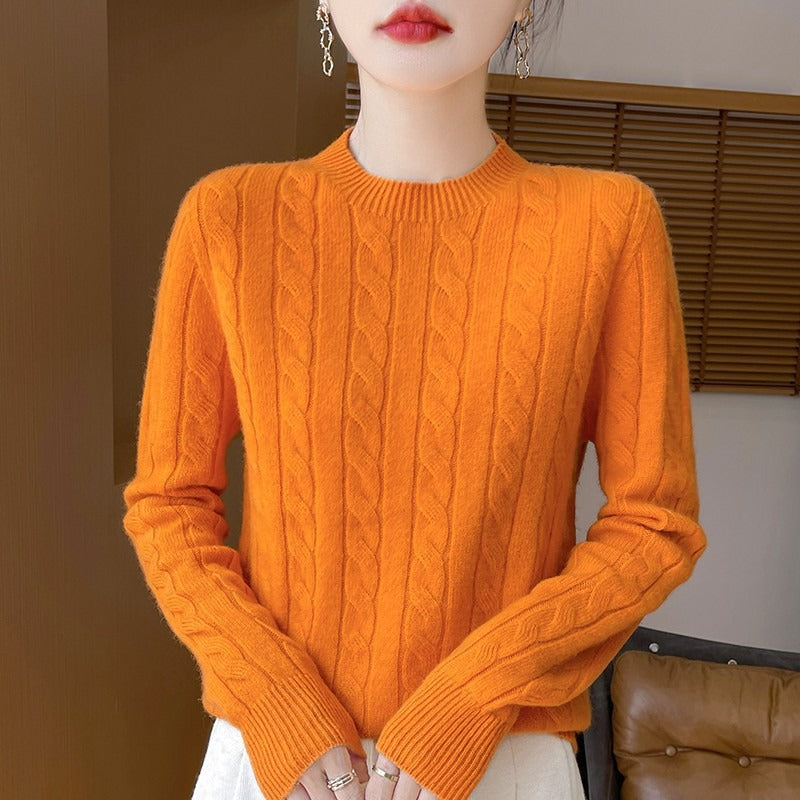 Pull Femme En Laine Tricot Câble Décontracté À Manches Longues Amawinc Confort Chaud Pour L'Hiver