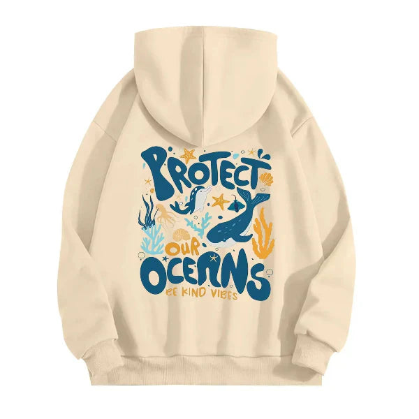 Sweat À Capuche Femme Oversize Effet Coton Graphique Marin Imprimé Dos Confort Décontracté