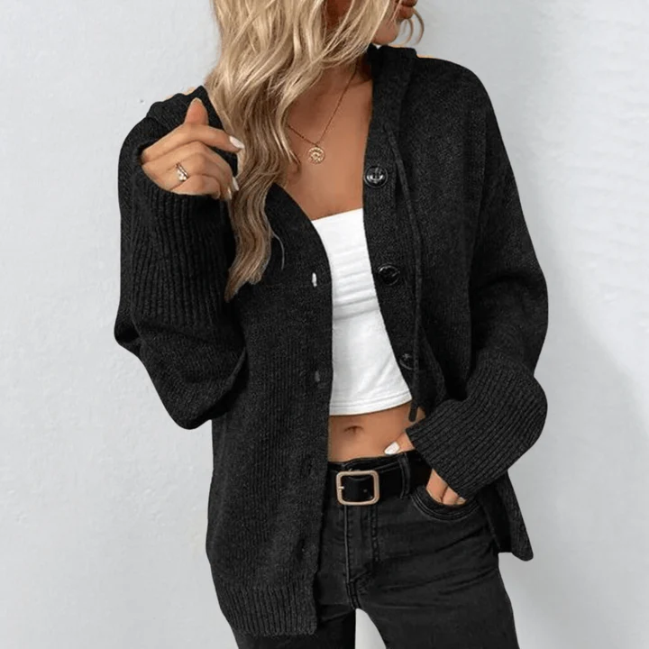 Cardigan Femme En Laine Tricotée Coupe Décontractée Avec Boutons Sur Le Devant Poignets Et Ourlet Côtetés Nordisk Flair