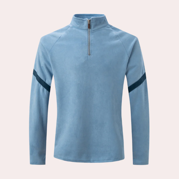 Amawinc Pull Homme Bleu Marine En Laine Mélangée Col Montant Zippé Manches Raglan Coupe Décontractée