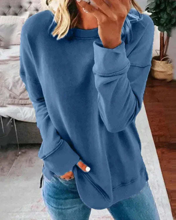 Sweat Femme Coupe Décontractée en Coton Doux Nordisk Flair Col Rond Ourlet Côtelé