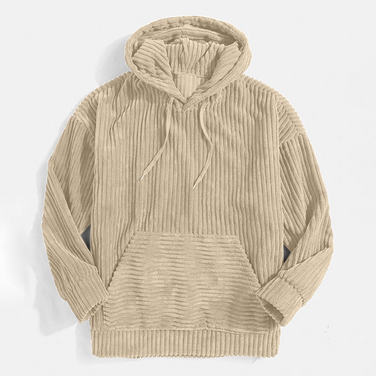 Sweat À Capuche En Velours Côtelé Amawinc Pour Homme Col V Poche Kangourou Coupe Oversize Décontracté