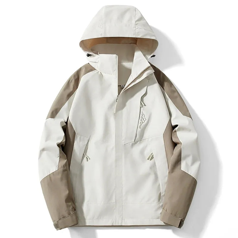 Amawinc Veste Homme Plein Air Imperméable À Capuche Ajustable Fermeture Éclair Coupe Regular
