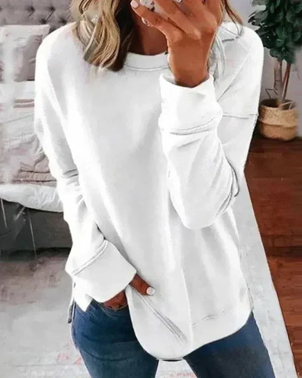 Sweat Femme Coupe Décontractée en Coton Doux Nordisk Flair Col Rond Ourlet Côtelé