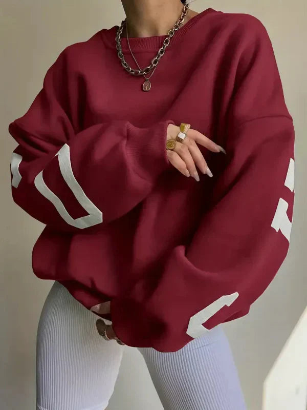 Sweatshirt Femme Oversize En Mélange De Coton Avec Épaules Décontractées Et Impression Latérale Nordisk Flair