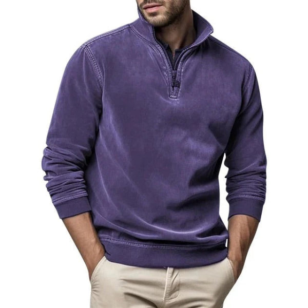 Pull Homme Coupe Regular En Polaire Douce Col Zippé Bordure Ribée Amawinc Confortable