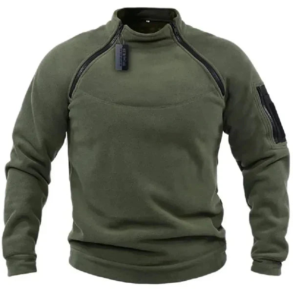 Pull Polaire Pour Homme À Col Haut Avec Poches Pratiques Coupe Régulière Chaud Pour Plein Air