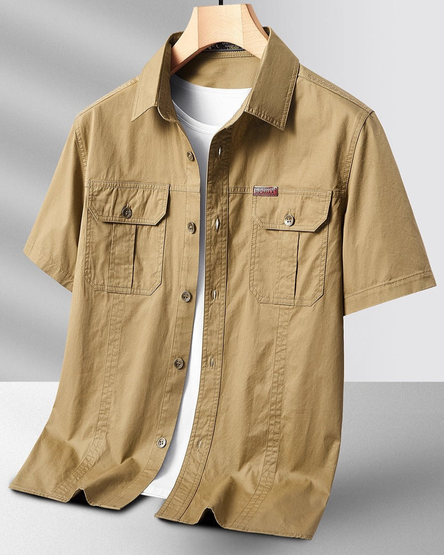 Chemise Cargo Spirit Field À Manches Courtes En Mélange Coton Respirant Avec Poches À Rabat Et Boutons Mat
