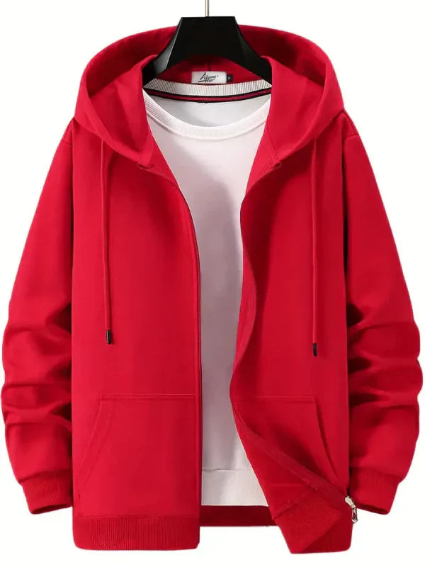 Amawinc Sweat À Capuche Zippé pour Homme Coupe Décontractée Coton Mélangé avec Cordon Poches Avant
