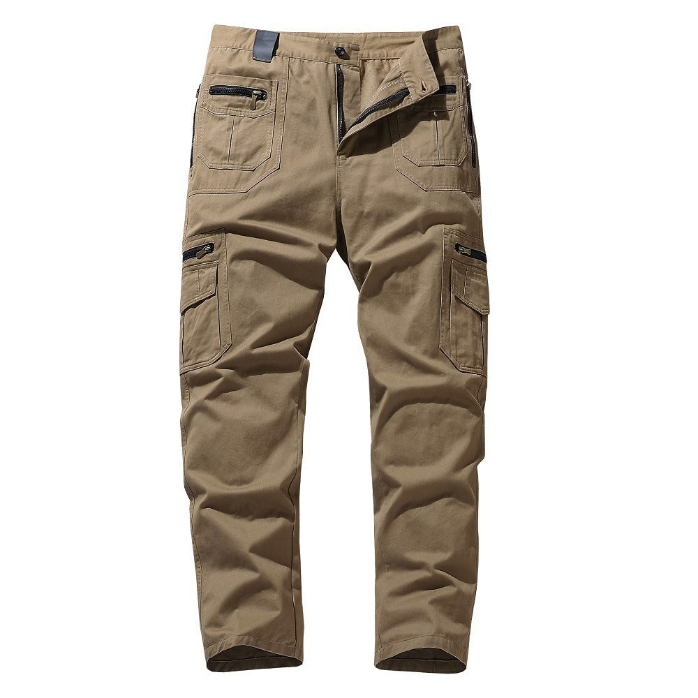 Amawinc Pantalon Cargo Homme En Coton Mélangé Avec Poches Zippées Multiples Coupe Droite Ample