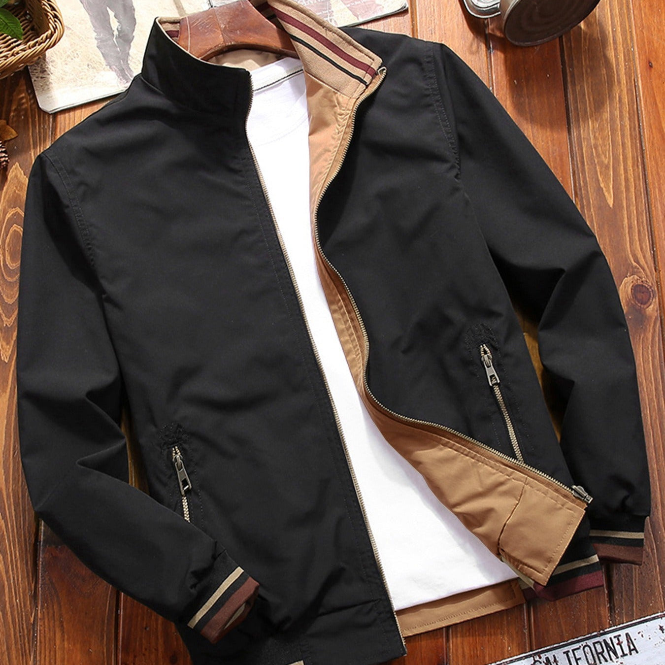 Amawinc | Leichtgewichtiges lässiges Herrenjackett mit Reißverschluss