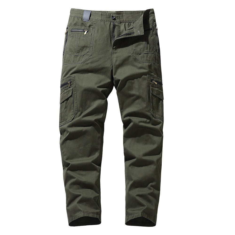 Amawinc Pantalon Cargo Homme En Coton Mélangé Avec Poches Zippées Multiples Coupe Droite Ample