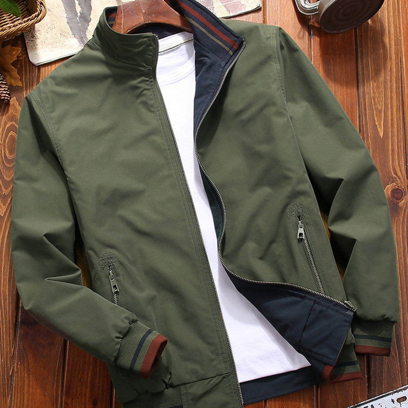 Amawinc | Leichtgewichtiges lässiges Herrenjackett mit Reißverschluss