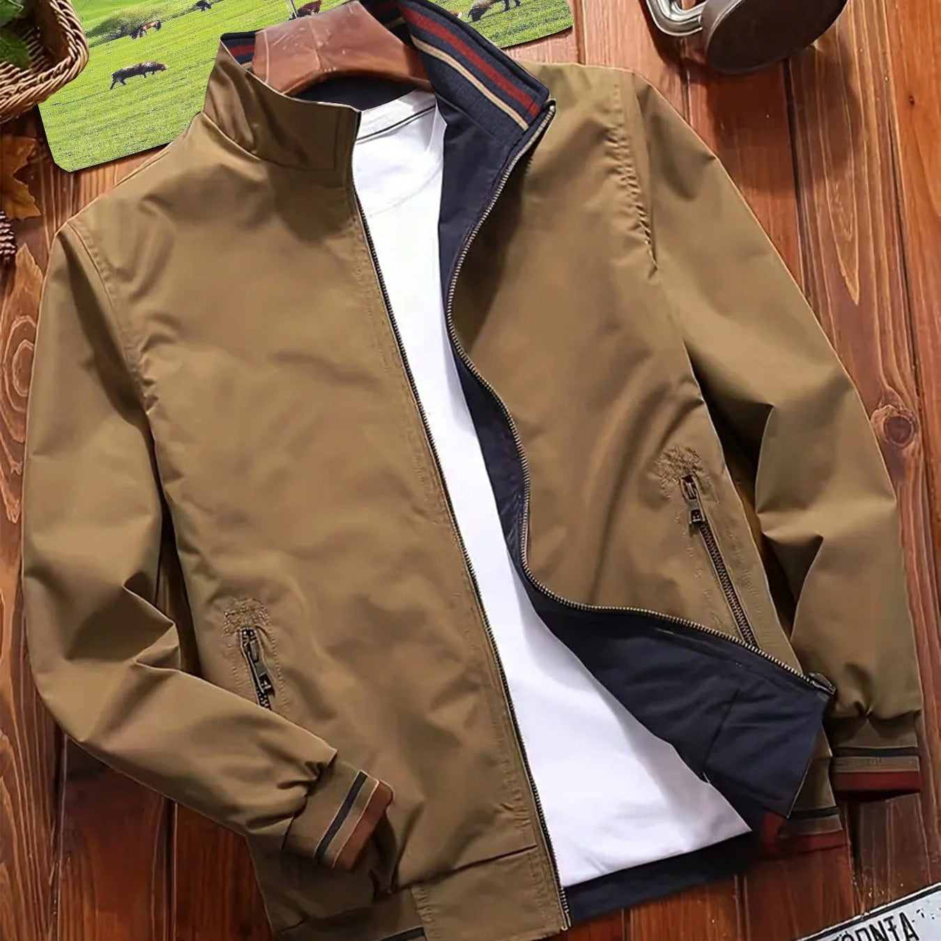 Amawinc | Leichtgewichtiges lässiges Herrenjackett mit Reißverschluss