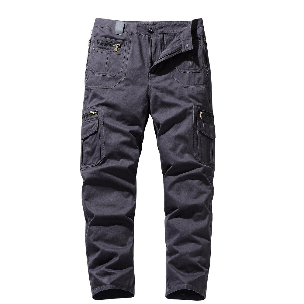 Amawinc Pantalon Cargo Homme En Coton Mélangé Avec Poches Zippées Multiples Coupe Droite Ample