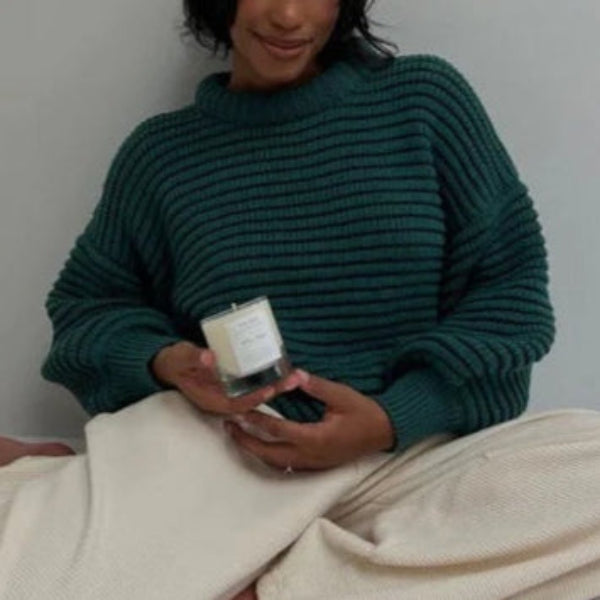 Pull Tricot Femme Coupe Oversized Col Haut En Laine Mélange Texture Côtelée Nordisk Flair