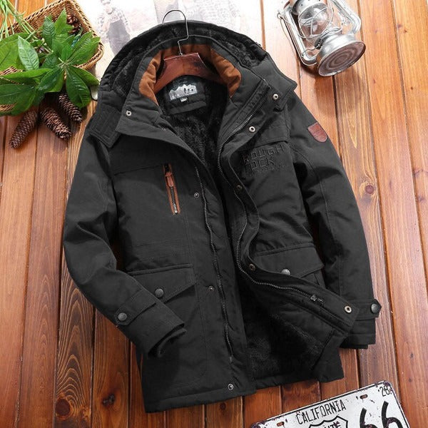 Veste Homme Oversize Doublée Polaire avec Capuche Épaules Matelassées et Multiples Poches pour Toutes Occasions