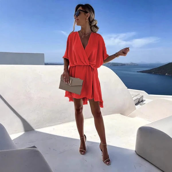 Robe Portefeuille Femme Décolleté En V Profond Taille Cintrée Ourlet Volant Nordisk Flair Amawinc