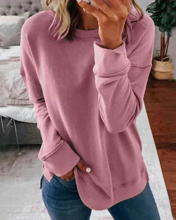 Sweat Femme Coupe Décontractée en Coton Doux Nordisk Flair Col Rond Ourlet Côtelé