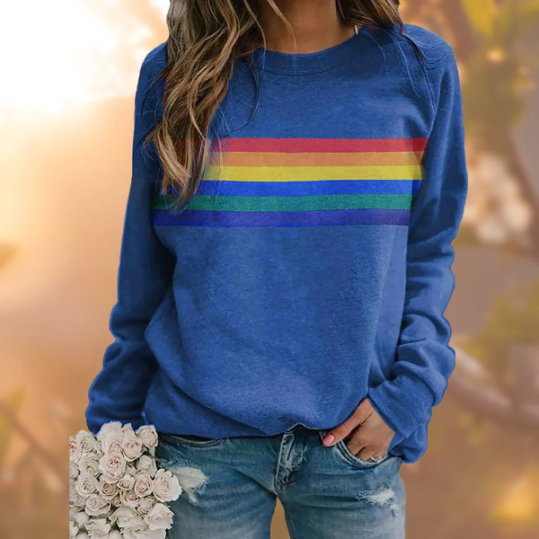 Pull Femme Col Rond En Maille Douce À Rayures, Coupe Décontractée Et Confortable Chaud