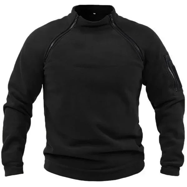 Pull Polaire Pour Homme À Col Haut Avec Poches Pratiques Coupe Régulière Chaud Pour Plein Air
