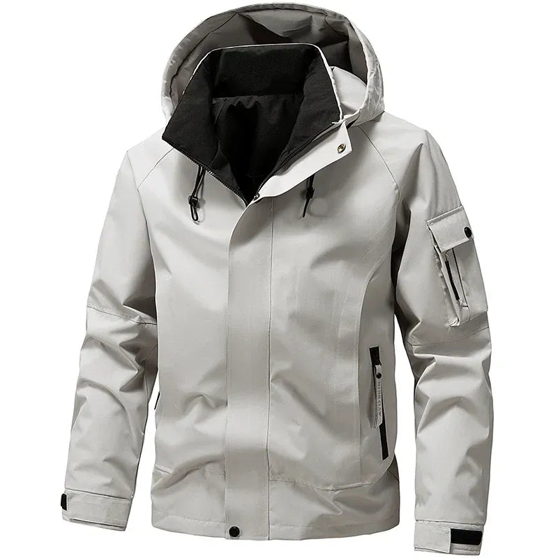 Veste À Capuche Pour Homme Coupe Régulière Imperméable Fermeture Éclair Poches Utilitaires Toutes Conditions Météo
