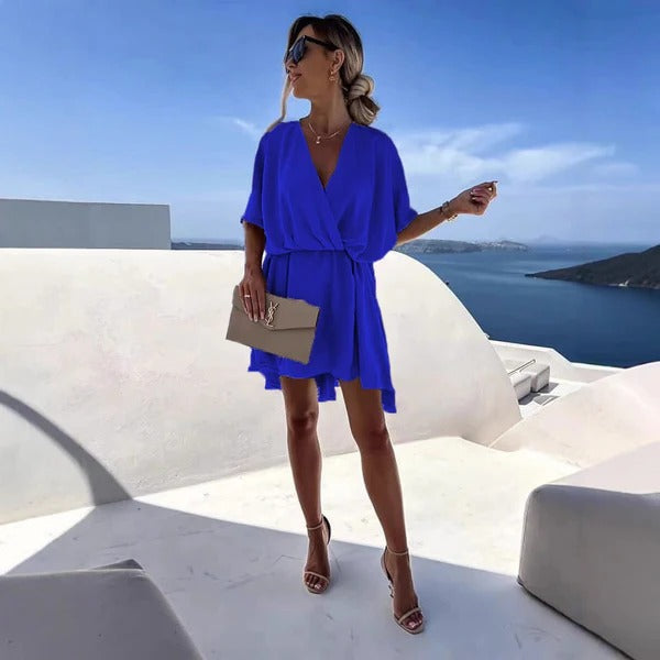 Robe Portefeuille Femme Décolleté En V Profond Taille Cintrée Ourlet Volant Nordisk Flair Amawinc