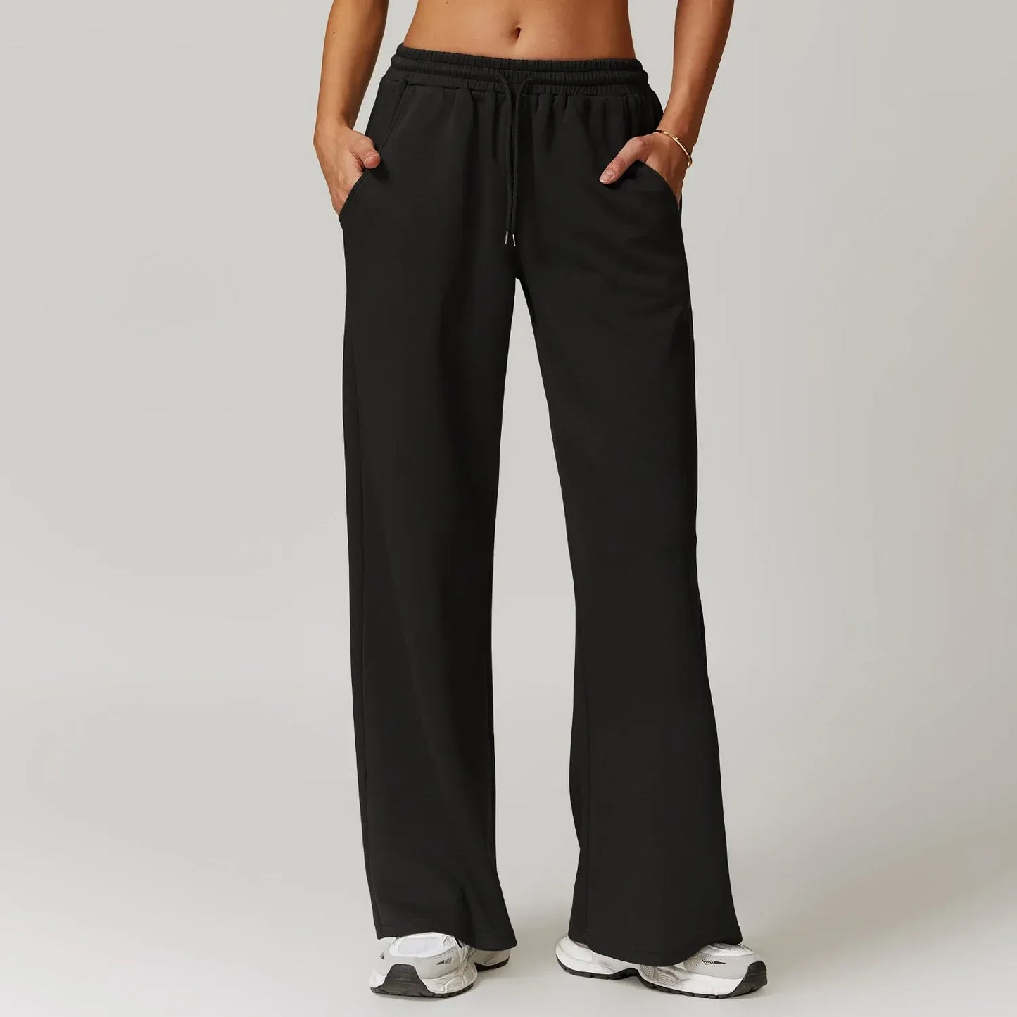 Amawinc Pantalon De Détente Pour Femme Coupe Décontractée Évasé En Maille Avec Ceinture À Cordon Et Poches