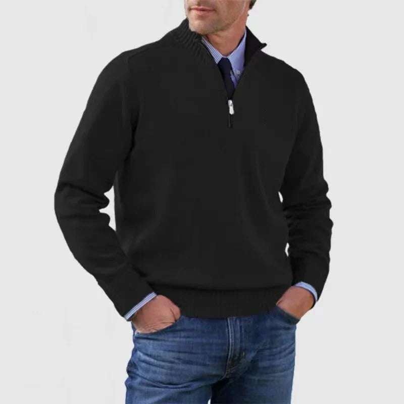 Pull Homme à Zip Demi Quart Amawinc Pour Bureau Professionnel Décontracté en Maille Fine