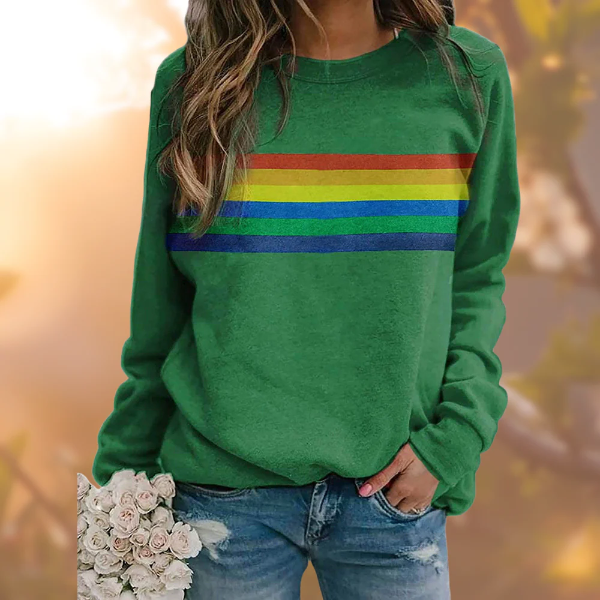 Pull Femme Col Rond En Maille Douce À Rayures, Coupe Décontractée Et Confortable Chaud