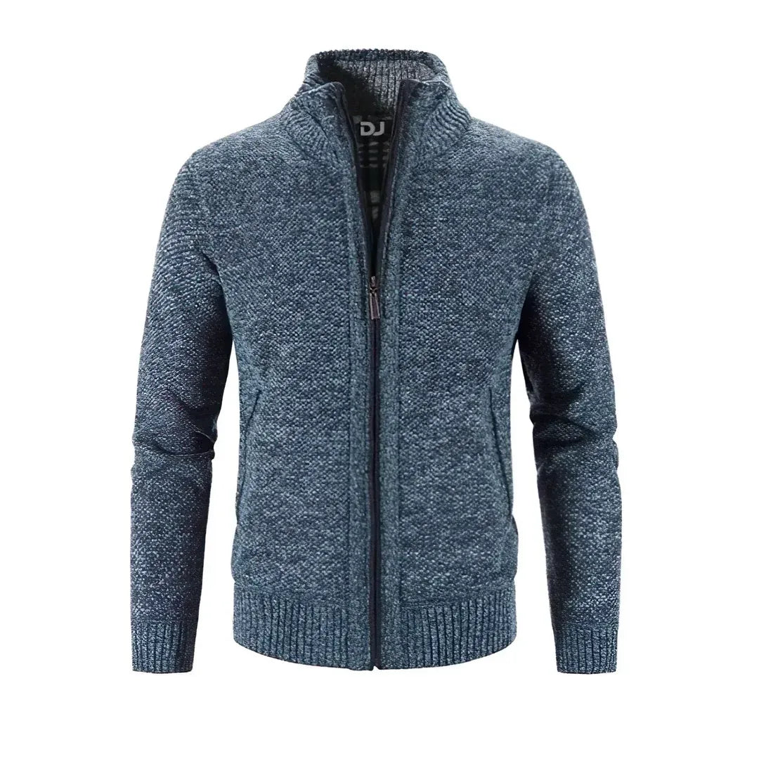 Cardigan Zippé Homme Slim Fit En Laine Tricotée Avec Bordures Rib Et Accents Contrastés Pour Tous Les Jours