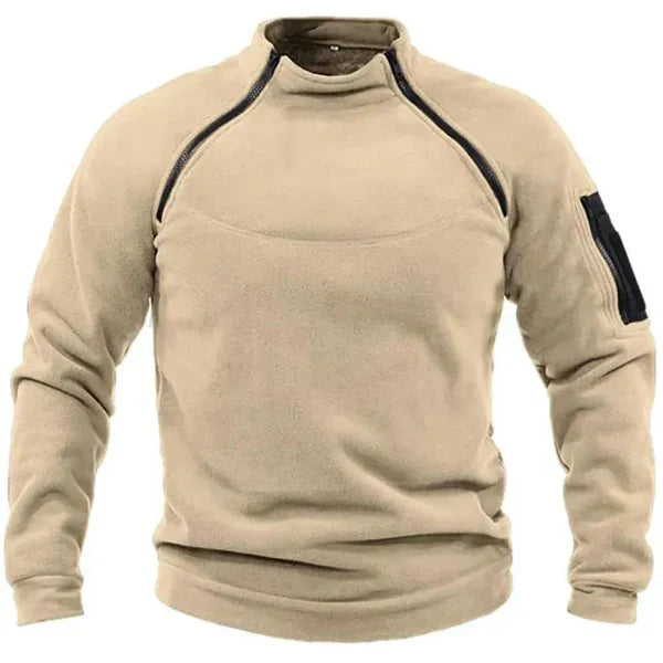 Pull Polaire Pour Homme À Col Haut Avec Poches Pratiques Coupe Régulière Chaud Pour Plein Air