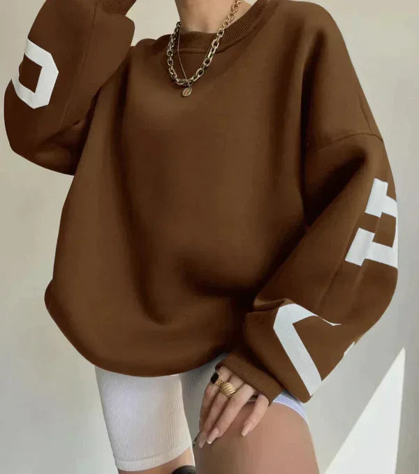 Sweatshirt Femme Oversize En Mélange De Coton Avec Épaules Décontractées Et Impression Latérale Nordisk Flair