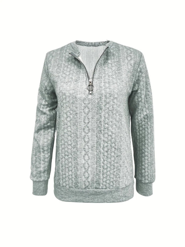 Nordisk Flair Sweat À Demi Zip Femme Coupe Décontractée Maille Câble Poignets Côtes Pour Un Style Douillet Quotidien