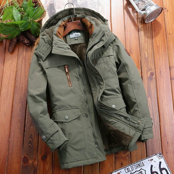 Veste Homme Oversize Doublée Polaire avec Capuche Épaules Matelassées et Multiples Poches pour Toutes Occasions