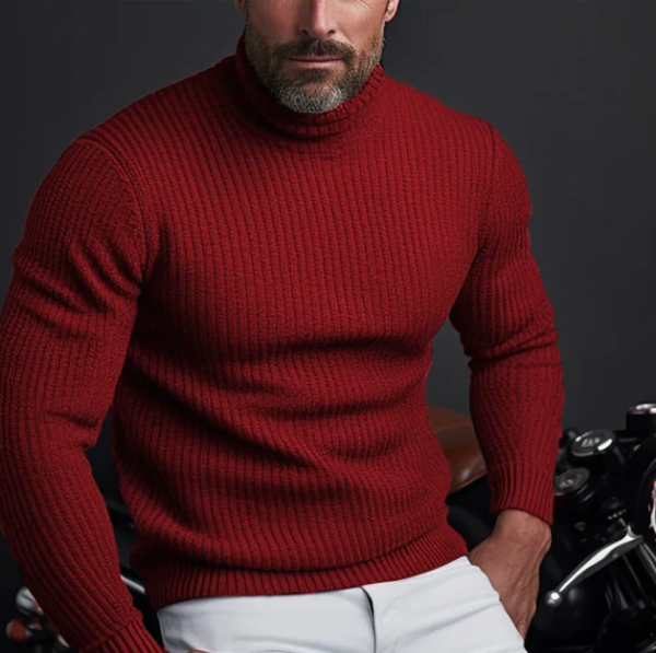 Pull Col Roulé Homme Slim Fit en Laine à Maille Côtelée Nordisk Flair Amawinc Pour Un Style Polyvalent Quotidien