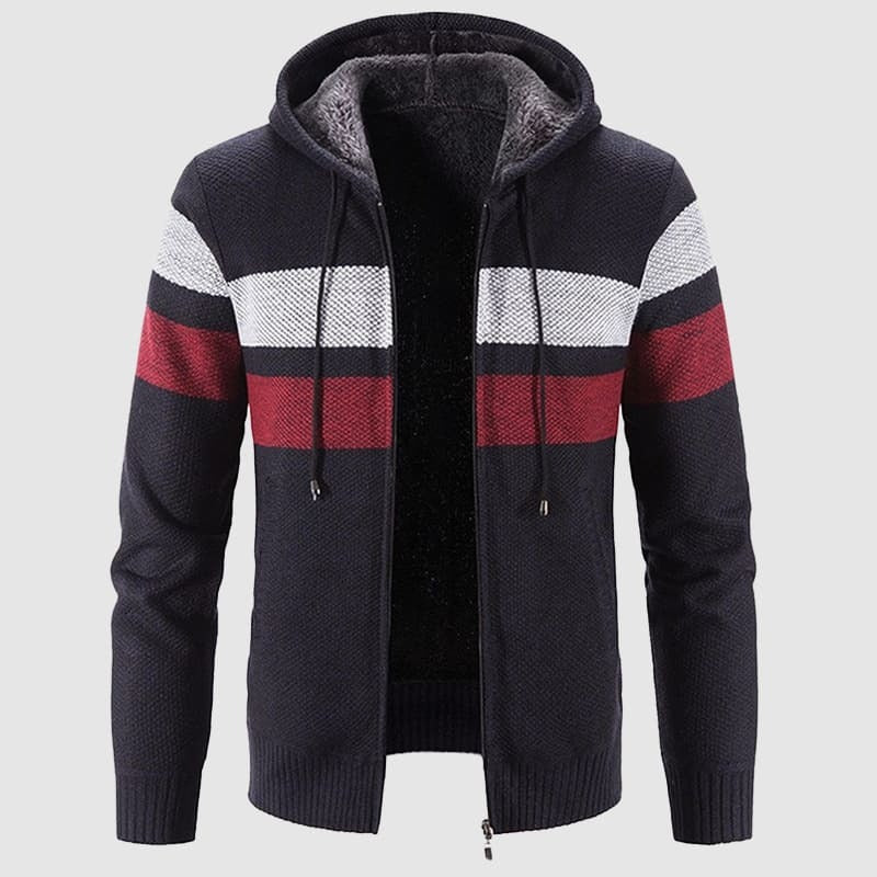 Veste Tricot À Capuche Pour Homme Amawinc Zip Complet Longueur Hanche Décontractée