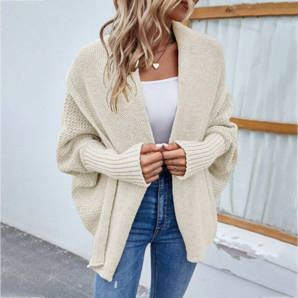 Cardigan En Maille Pour Femme Oversize Coupe Ample Texture Épaisse Ouvert Devant Manches Longues