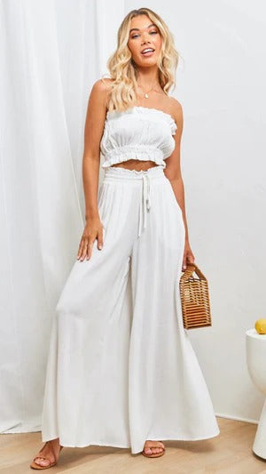 Jupe Maxi Femme Décontractée Plissée Fluide En Mélange Coton Avec Taille Élastique À Cordon