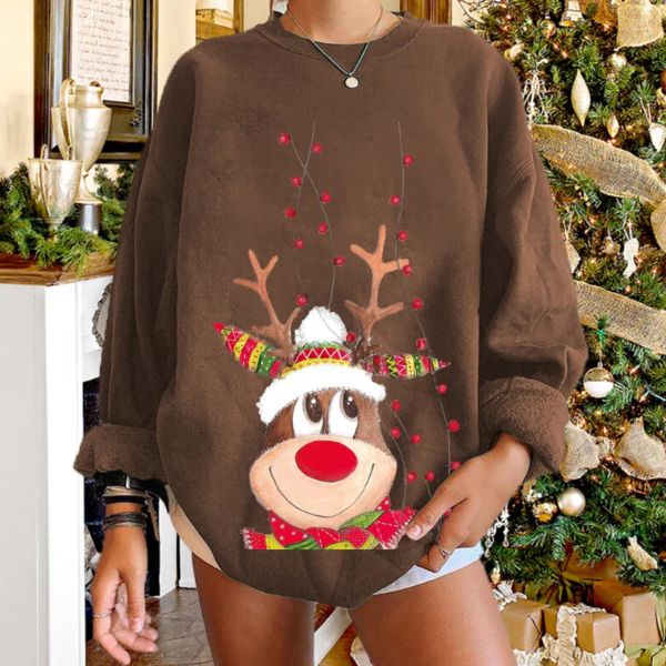 Pull Femme À Coupe Décontractée En Maille Douce Motif Renne De Noël Confortable Pour Femmes Nordisk Flair