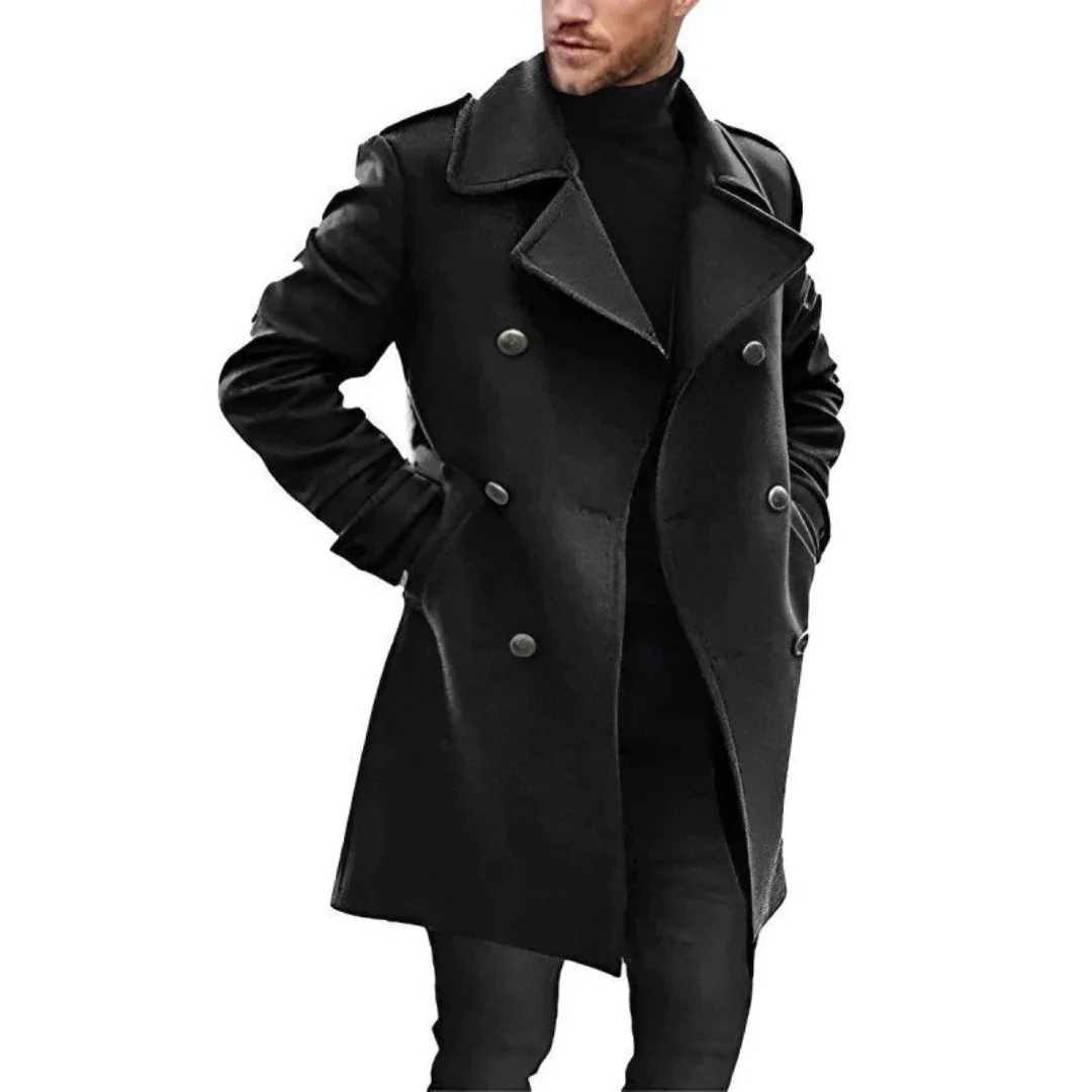 Manteau Trench Homme En Mélange De Laine Coupe Ajustée Double Boutonnage Mi Longueur Nordisk Flair Amawinc