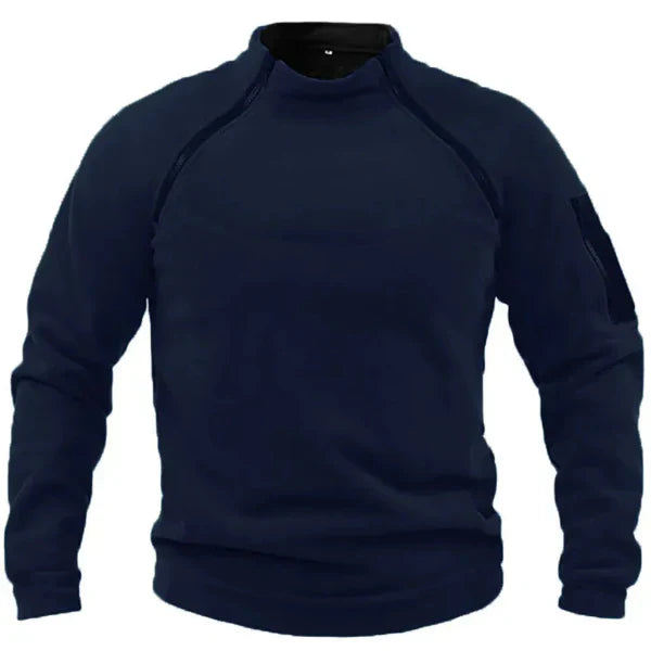 Pull Polaire Pour Homme À Col Haut Avec Poches Pratiques Coupe Régulière Chaud Pour Plein Air