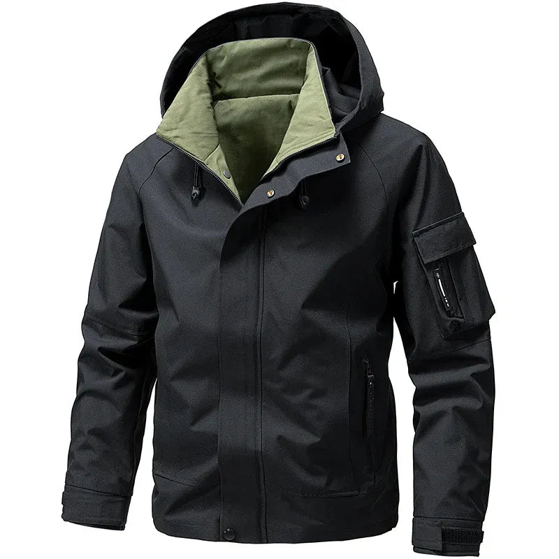 Veste À Capuche Pour Homme Coupe Régulière Imperméable Fermeture Éclair Poches Utilitaires Toutes Conditions Météo