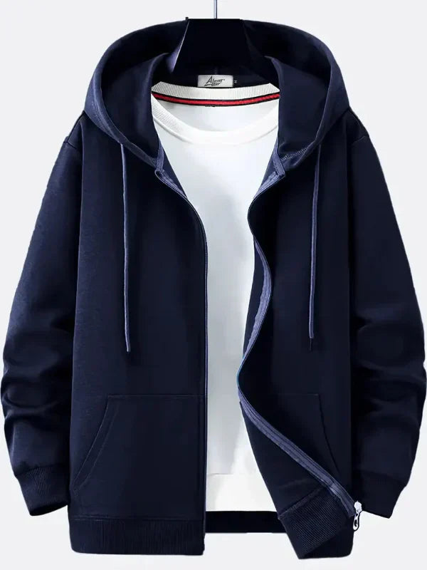 Amawinc Sweat À Capuche Zippé pour Homme Coupe Décontractée Coton Mélangé avec Cordon Poches Avant