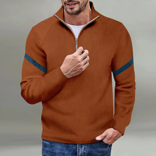 Amawinc Pull Homme Bleu Marine En Laine Mélangée Col Montant Zippé Manches Raglan Coupe Décontractée